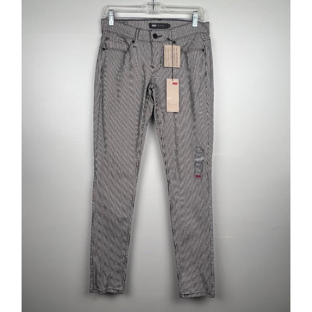 Levi's 524 Women's Black & White Striped Skinny Leg Ultra Low Rise Jeans Size 5